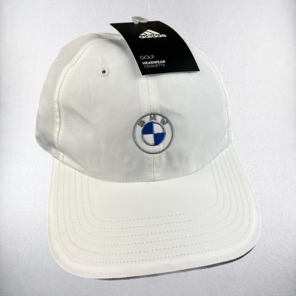 Adidas White BMW Golf Hat Mens OSFM Logo Performance Adjustable Cap BC4370